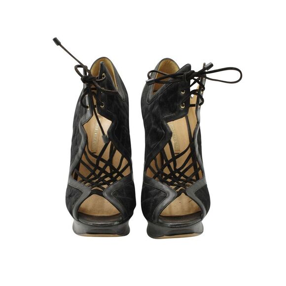 Pre Loved Nicholas Kirkwood Vintage LaceUp Platform Heels Women black - Picture 2 of 7